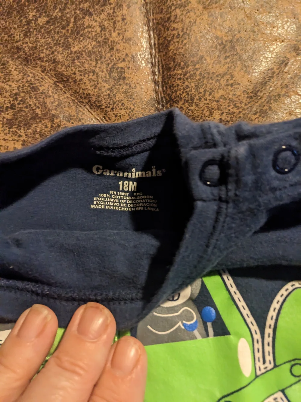 Garanimals Navy One-Piece with Green Excavator Graphic